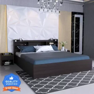 Wood King Bed (Finish Color - Wenge, Delivery Condition